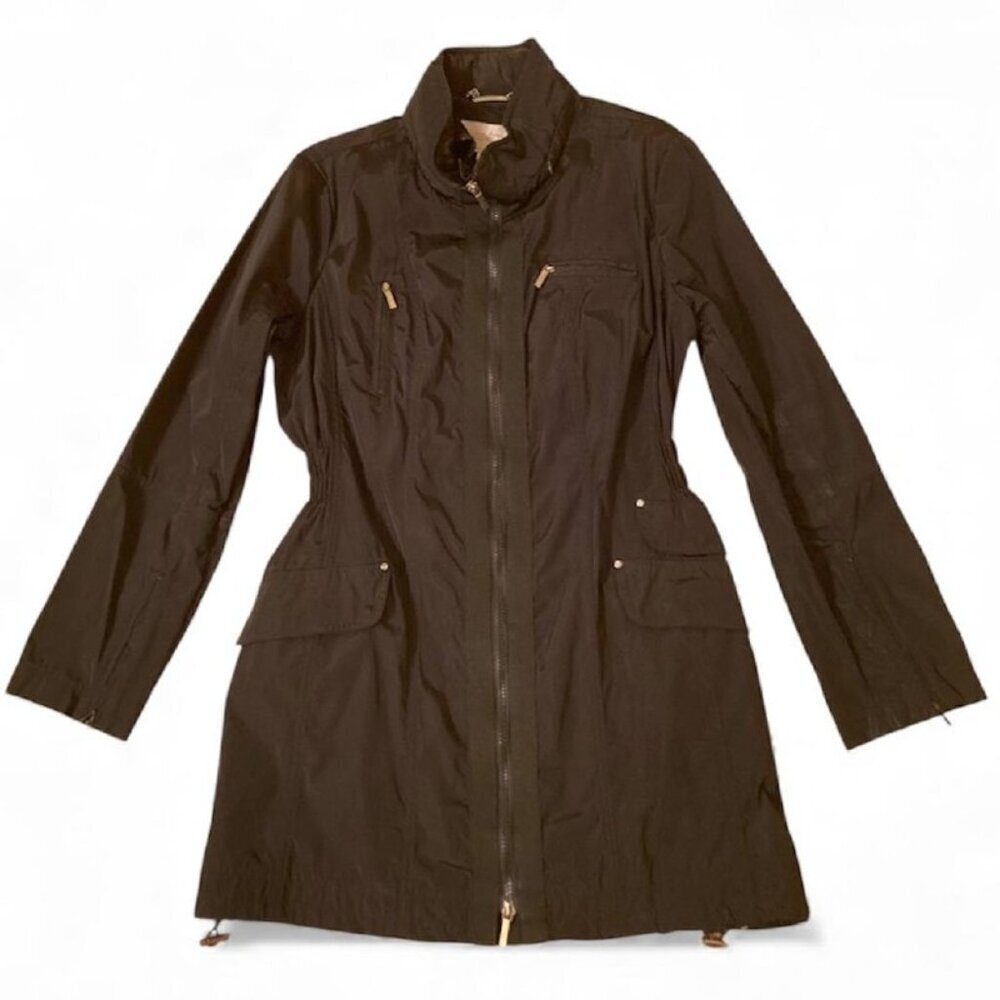 LAUNDRY Women’s Ultra Light Rain Jacket with Hood in Black – Size XL